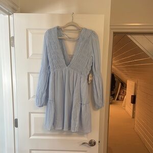 Altar'd State Sky Blue V-Neck Dress